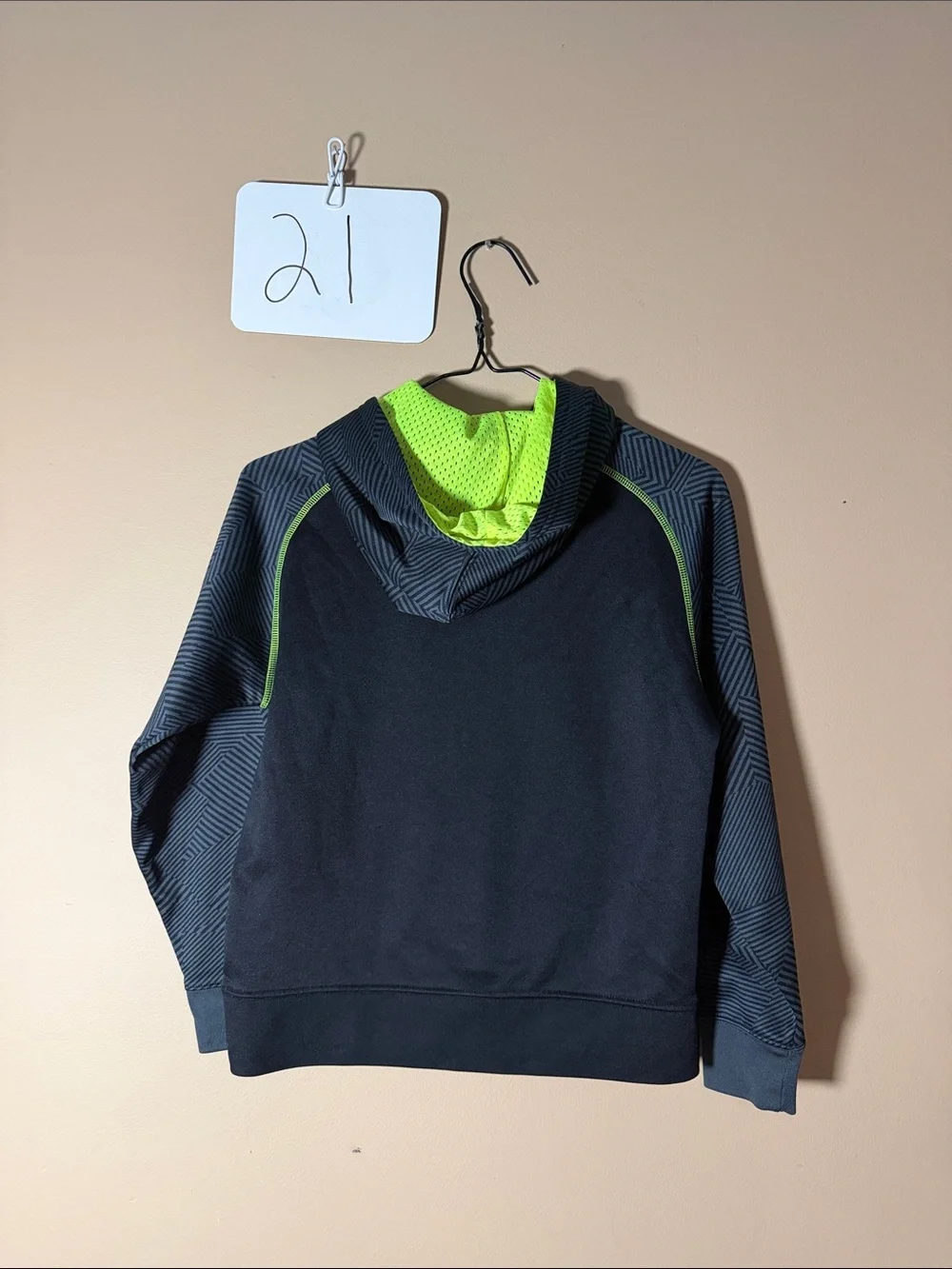 Champion Kids Black Hoodie with Neon Green Accents